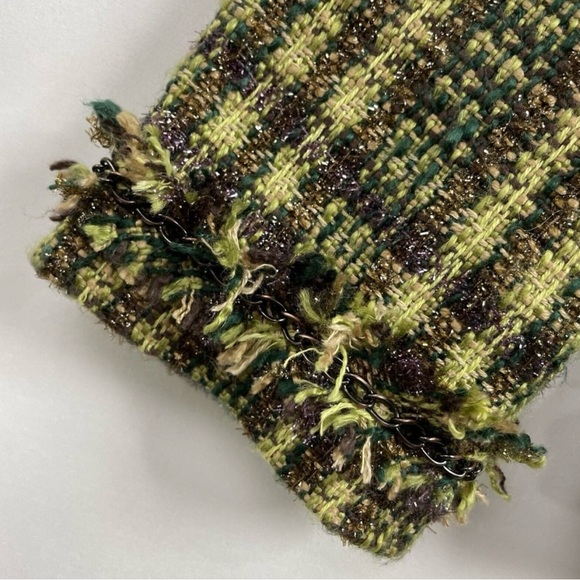 Chico’s 3 Green and Brown Tweed Jacket - Picture 7 of 8